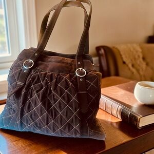 Vera Bradley Quilted Tote – Brown with Floral Interior